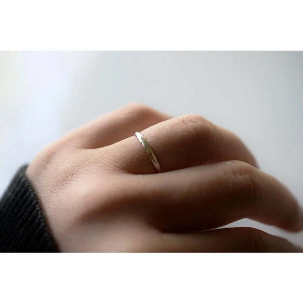 10k solid gold simple wedding band 2mm wide minimalist for women